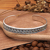 Men's sterling silver cuff bracelet, 'Twists of Fate' - Men's Traditional Sterling Silver Cuff Bracelet from Bali