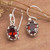 Garnet dangle earrings, 'Tiny Flame' - Two-Carat Natural Garnet Dangle Earrings from Bali (image 2) thumbail