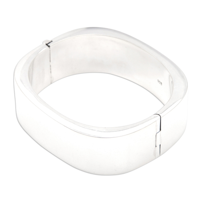 Sterling silver wristband bracelet, 'Shine on Your Own' - Minimalist Sterling Silver Bangle-Style Wristband Bracelet