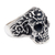 Anillo de cóctel de plata de ley - Anillo de cóctel floral de plata de ley con forma de calavera de Bali