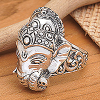Men's sterling silver cocktail ring, 'Ganapati'