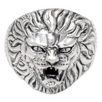 Sterling silver cocktail ring, 'Wild God' - Sterling Silver Cocktail Ring with Embossed Lion Detail