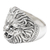 Sterling silver cocktail ring, 'Wild God' - Sterling Silver Cocktail Ring with Embossed Lion Detail