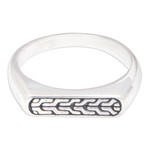 Men's sterling silver band ring, 'Gallant Hopes' - Men's Sterling Silver Band Ring with Geometric Details
