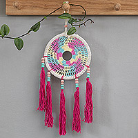 Crocheted cotton wall hanging, 'Gianyar Celebration' - Crocheted Mandala-Inspired Colorful Cotton Wall Hanging