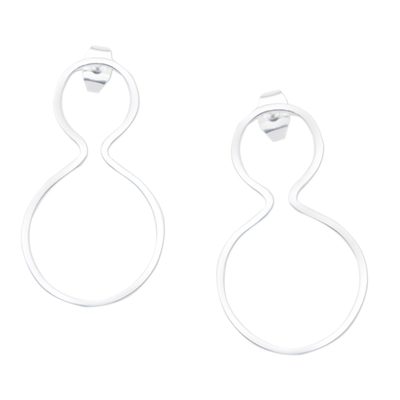Sterling silver drop earrings, 'Twists of Modernity' - Matte Modern and Abstract Sterling Silver Drop Earrings