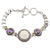 Amethyst and peridot pendant bracelet, 'Mystical Sunflower' - Floral Three-Carat Amethyst and Peridot Pendant Bracelet thumbail