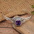 Amethyst cuff bracelet, 'Purple Deity' - Traditional Floral Two-Carat Faceted Amethyst Cuff Bracelet