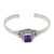 Amethyst cuff bracelet, 'Purple Deity' - Traditional Floral Two-Carat Faceted Amethyst Cuff Bracelet