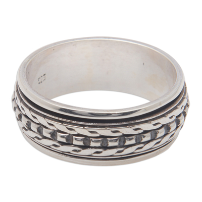 Men's sterling silver spinner ring, 'Emperor's Spirit' - Men's Classic Sterling Silver Spinner Ring from Bali