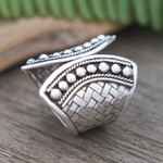 Sterling silver cocktail ring, 'Classically United' - Classic Polished Sterling Silver Cocktail Ring from Bali