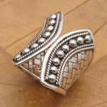 Sterling silver cocktail ring, 'Classically United' - Classic Polished Sterling Silver Cocktail Ring from Bali