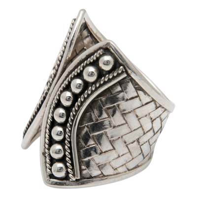 Sterling silver cocktail ring, 'Classically United' - Classic Polished Sterling Silver Cocktail Ring from Bali