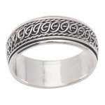 Men's sterling silver spinner ring, 'Twists and Fate' - Men's Polished Traditional Sterling Silver Spinner Ring