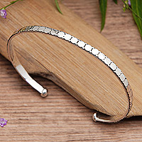 Sterling silver cuff bracelet, 'Lunar Palace' - Classic Sterling Silver Cuff Bracelet in a Polished Finish