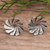 Sterling silver button earrings, 'Magical Windmill' - Oxidized Sterling Silver Button Earrings with Wavy Design