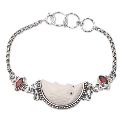 Kuratiertes Geschenkset - Silber- und Granat-Eulen-Halskette und Armband, kuratierte Geschenkbox