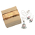 Set de regalo seleccionado - Pendientes de collar de perlas y topacio azul plateado caja de regalo curada