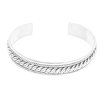Sterling silver cuff bracelet, 'Eden Braids' - Braid-Patterned Classic Sterling Silver Cuff Bracelet
