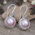 Cultured mabe pearl dangle earrings, 'Moon Shade' - 925 Silver Dangle Earrings with Pink Cultured Mabe Pearls (image 2) thumbail