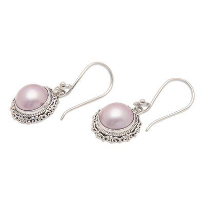 Ohrhänger aus kultivierten Mabe-Perlen - ohrhänger aus 925er Silber mit rosafarbenen Mabe-Zuchtperlen