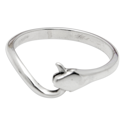 Sterling silver band ring, 'Snake Mystery' - High-Polished Snake-Shaped Sterling Silver Band Ring
