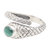 Malachite wrap ring, 'Cobra King' - Snake-Themed Sterling Silver Wrap Ring with Malachite Stone