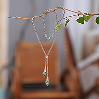 Gold-accented lariat necklace, 'Vihara Vibes' - 18k Gold-Accented Sterling Silver Lariat Necklace from Bali