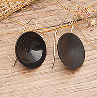 Sterling silver drop earrings, 'Mystery Nimbus' - Polished Round Sterling Silver Drop Earrings from Bali