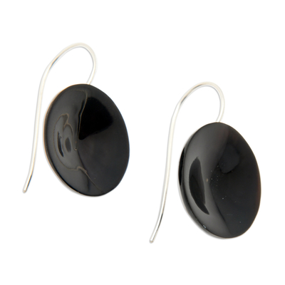 Sterling silver drop earrings, 'Mystery Nimbus' - Polished Round Sterling Silver Drop Earrings from Bali