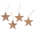 Wood ornaments, 'Hibiscus Grace' (set of 4) - Set of 4 Floral Star-Shaped Suar Wood Ornaments (image 2b) thumbail