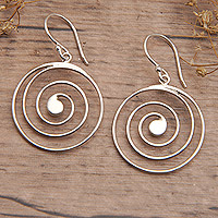 Sterling silver dangle earrings, 'Classic Spirals' - Polished Classic Spiral Sterling Silver Dangle Earrings