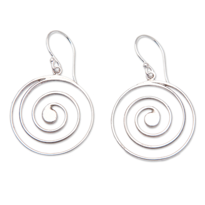 Sterling silver dangle earrings, 'Classic Spirals' - Polished Classic Spiral Sterling Silver Dangle Earrings