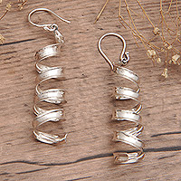 Sterling silver dangle earrings, 'Flowing Goddess' - High Polished Serpentine Sterling Silver Dangle Earrings