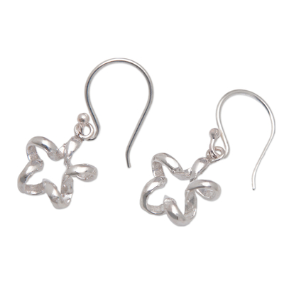 Sterling silver dangle earrings, 'Ribbon Stars' - High Polished Star-Shaped Sterling Silver Dangle Earrings