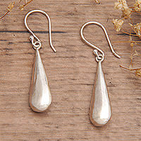 Sterling silver dangle earrings, 'Blessed Girl' - High-Polished Drop-Shaped Sterling Silver Dangle Earrings