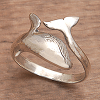 Sterling silver wrap ring, 'The Guide of the Depths' - Dolphin-Shaped Sterling Silver Wrap Ring Made in Bali