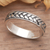 Sterling silver band ring, 'Sharp Braids' - Geometric Braid-Patterned Sterling Silver Band Ring