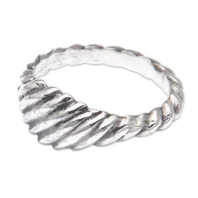 Sterling silver domed ring, 'Heaven Swirls' - Polished Swirl-Patterned Sterling Silver Domed Ring