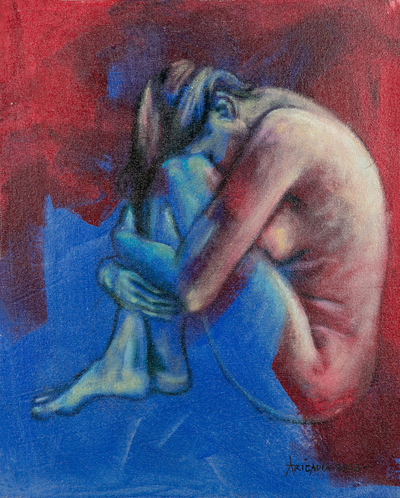 'Fleur' ​​- Desnudo artístico acrílico y pintura al óleo en tonos intensos
