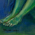 'Lauren' - Desnudo artístico acrílico y pintura al óleo en azul y verde.