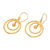 Gold-plated dangle earrings, 'Swinging Sphere' - Round 18k Gold-Plated Brass Dangle Earrings from Bali