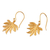 Pendientes colgantes bañados en oro - Pendientes colgantes de latón bañados en oro de 18k con forma de hoja de palma