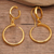 Gold-plated dangle earrings, 'Radiant Full Moon' - Modern 18k Gold-Plated Brass Dangle Earrings with Hoops