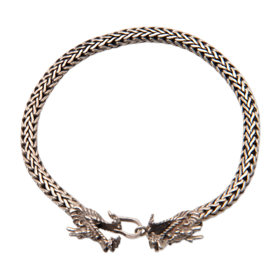 Sterling silver chain bracelet, 'Basuki Couple' - Balinese Traditional Basuki Sterling Silver Chain Bracelet