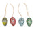 Wood ornaments, 'Colors of the Earth' (set of 4) - Set of 4 Oval Wood Ornaments Hand-Carved and Painted in Bali thumbail