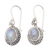 Rainbow moonstone dangle earrings, 'Queen Moonlight' - Traditional Natural Rainbow Moonstone Dangle Earrings thumbail