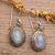 Rainbow moonstone dangle earrings, 'Queen Moonlight' - Traditional Natural Rainbow Moonstone Dangle Earrings (image 2b) thumbail