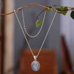 Rainbow moonstone pendant necklace, 'Queen Moonlight' - Traditional Natural Rainbow Moonstone Pendant Necklace
