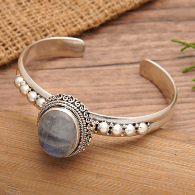 Buy Blue Sandstone, Lavender Jade & Rainbow Moonstone Bracelet Moon Charm  Reiki Infused Online in India - Etsy